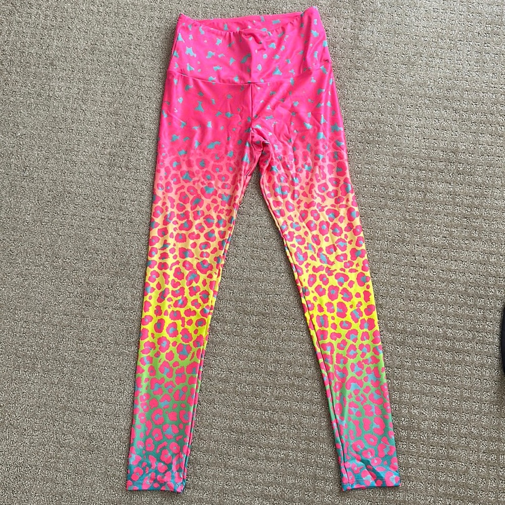 Goldsheep Bright Leopard Leggings - size Large